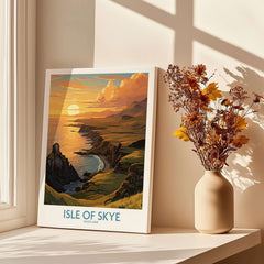 Isle of Skye Wall Art Print showcasing a sunset over a coastal landscape, bringing natural beauty to any space.