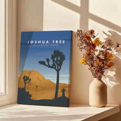 Joshua Tree National Park canvas print on windowsill with sunlit dried flowers