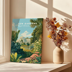 Kew Gardens canvas art print by window with vase of dried flowers in sunlight