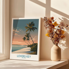 Lovers Key Canvas Print | Florida Gulf Coast Beach Poster depicting palm trees and a serene beach scene.