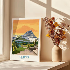 Glacier National Park canvas print by window with vase of dried flowers in natural light