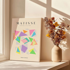 Matisse Art Prints - Colorful Geometric Triangles Poster featuring vibrant triangular shapes in pastel colors.