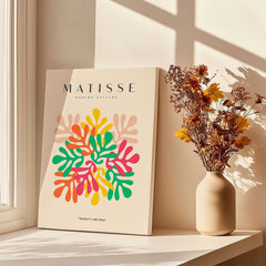 Matisse Art Prints - Interlocking Colorful Leaves Abstract Print featuring vibrant interlocking leaves in bold colors.