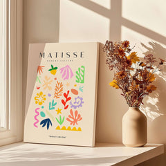 Matisse Art Prints - Playful Abstract Shapes Mix Wall Art featuring colorful abstract shapes on beige background.