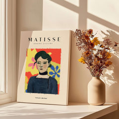 Matisse Art Prints - Woman Portrait Abstract Floral Poster showcasing a colorful portrait with vibrant floral background.