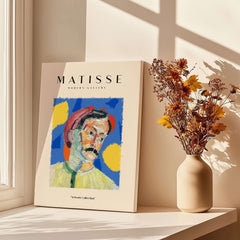 Matisse Art Prints -  Abstract Man Portrait Poster featuring a colorful portrait of a man with a red hat and abstract background.