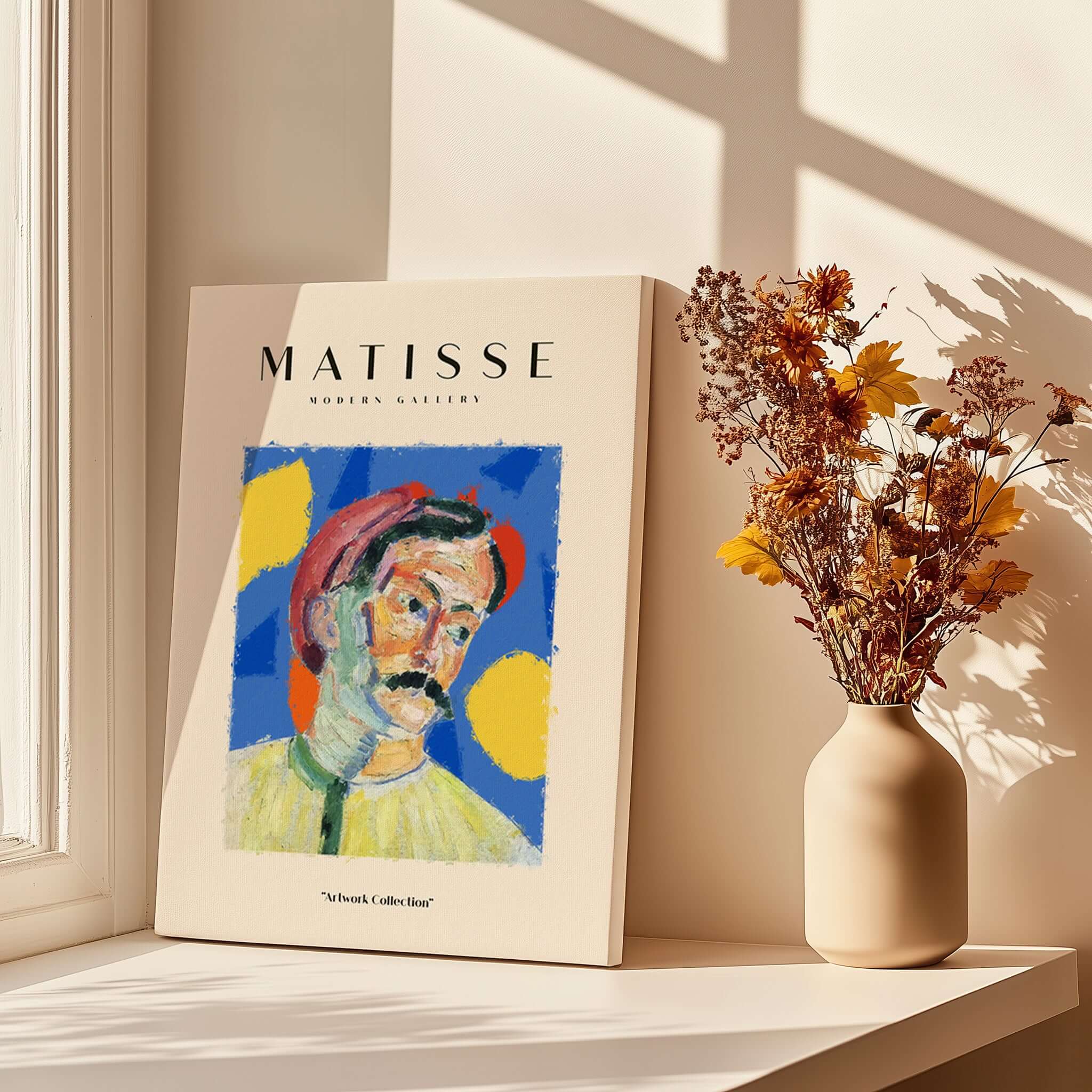 Matisse Art Prints -  Abstract Man Portrait Poster featuring a colorful portrait of a man with a red hat and abstract background.