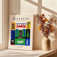 Matisse Art Prints -  Complex Abstract Botanical Patchwork Poster featuring colorful abstract shapes and botanical motifs.