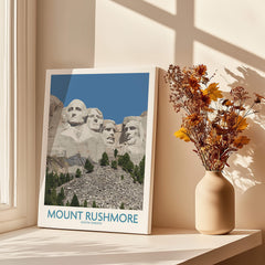 Mount Rushmore Poster | Black Hills National Memorial Canvas Print South Dakota displayed on a windowsill.