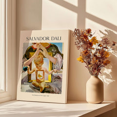 Salvador Dali Madonna Port Lligat 1949 Surrealist Religious Art Print Poster Gala displayed in a sunlit interior.
