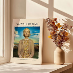 Salvador Dali Portrait Madame Winston Churchill Guest 1958 Surrealist Society Print Poster on display with flowers.