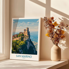 San Marino Poster | Canvas Print showcasing a stunning hilltop fortress with panoramic views.