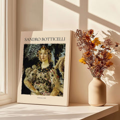 Botticelli Primavera Detail Flora Art Print Renaissance Allegory Spring Poster featuring Flora against a window.