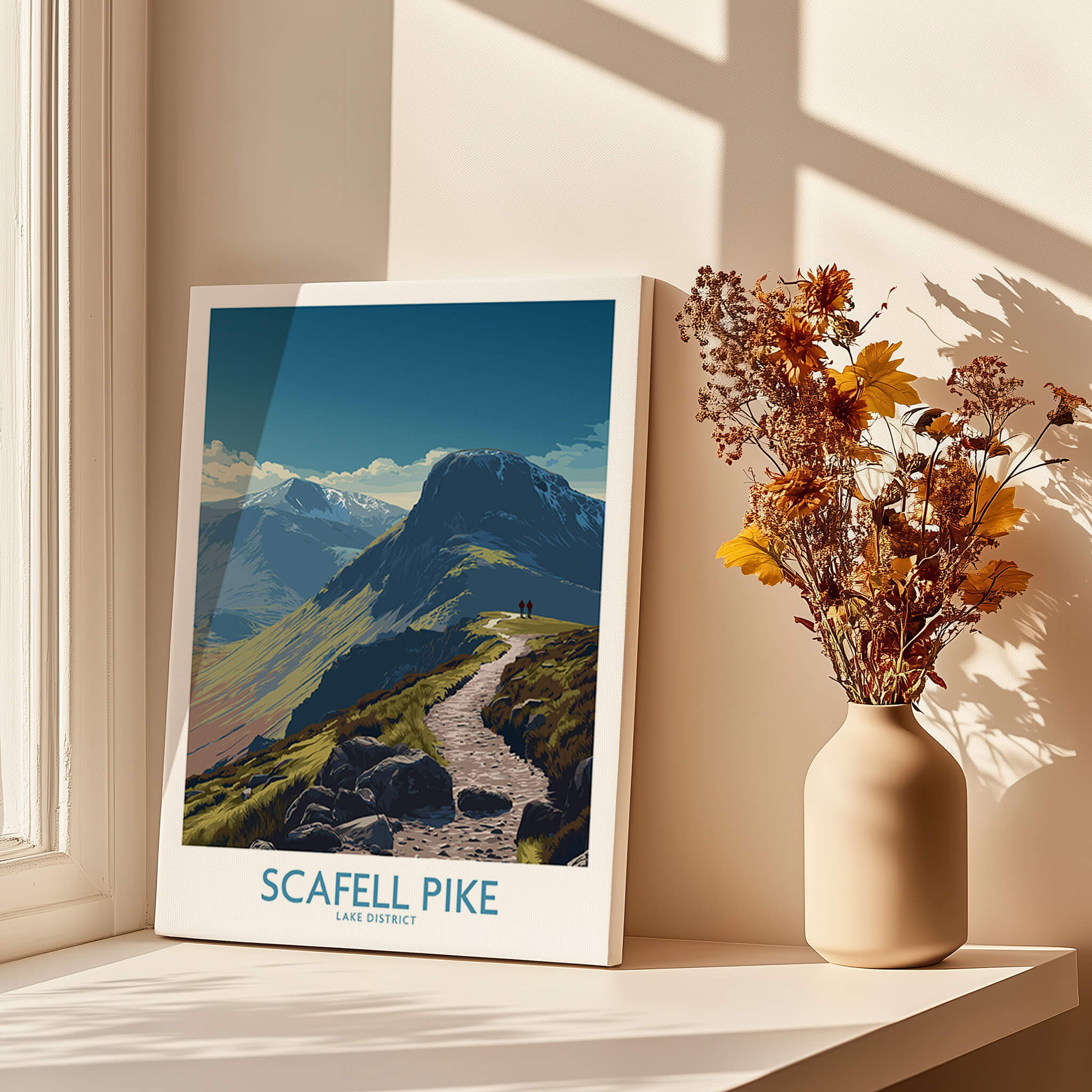 Scafell Pike Lake District Poster | Hiking Trail Landscape Canvas Print showcasing beautiful mountain scenery.