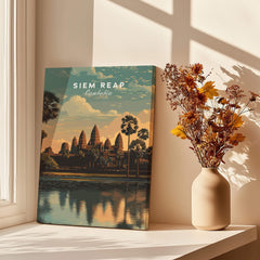 Siem Reap Poster Cambodia | Angkor Wat Temple Wall Art Print showcasing the ancient temple and natural beauty.