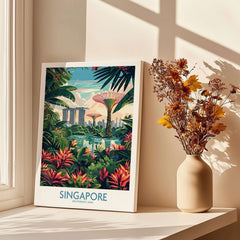 Singapore Gardens by the Bay Poster showcasing vibrant nature and iconic landscape of Singapore.
