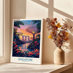 Singapore Wall Art showcasing iconic landmarks and vibrant colors in a beautifully styled setting.