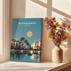 Sotogrande Spain Travel Poster | Luxury Marina & Boats Wall Art Print showcasing elegant marina and yachts.