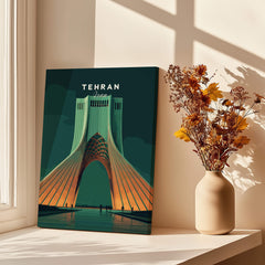 Tehran Iran Travel Poster | Azadi Tower Landmark Wall Art Print showcasing the iconic Azadi Tower design in a stylish setting.