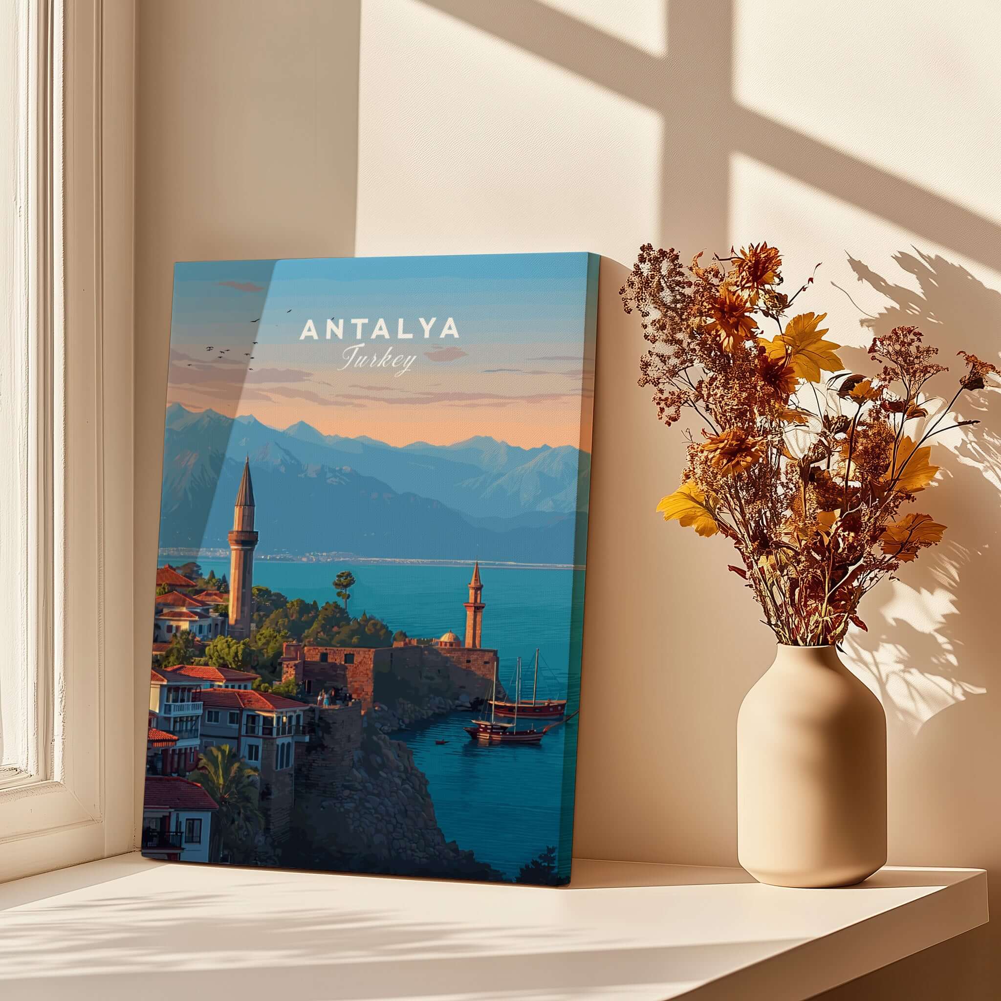 Antalya Canvas Print | Turkish Architecture Wall Decor showcasing Antalya's beautiful coastal view and cultural charm.