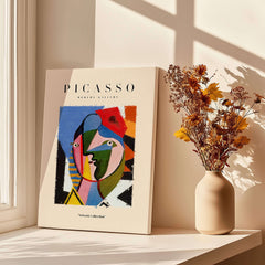 Picasso Geometric Face Abstract Art Print Colorful Cubist Portrait Poster Artwork Collection in natural light display