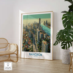 Bangkok Thailand Modern City View Wall Art - Cityscape Poster showcasing a vibrant aerial view of Bangkok's skyline.