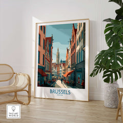 Brussels Belgium Wall Art - European Capital Print showcasing vibrant streets and architecture of Brussels.