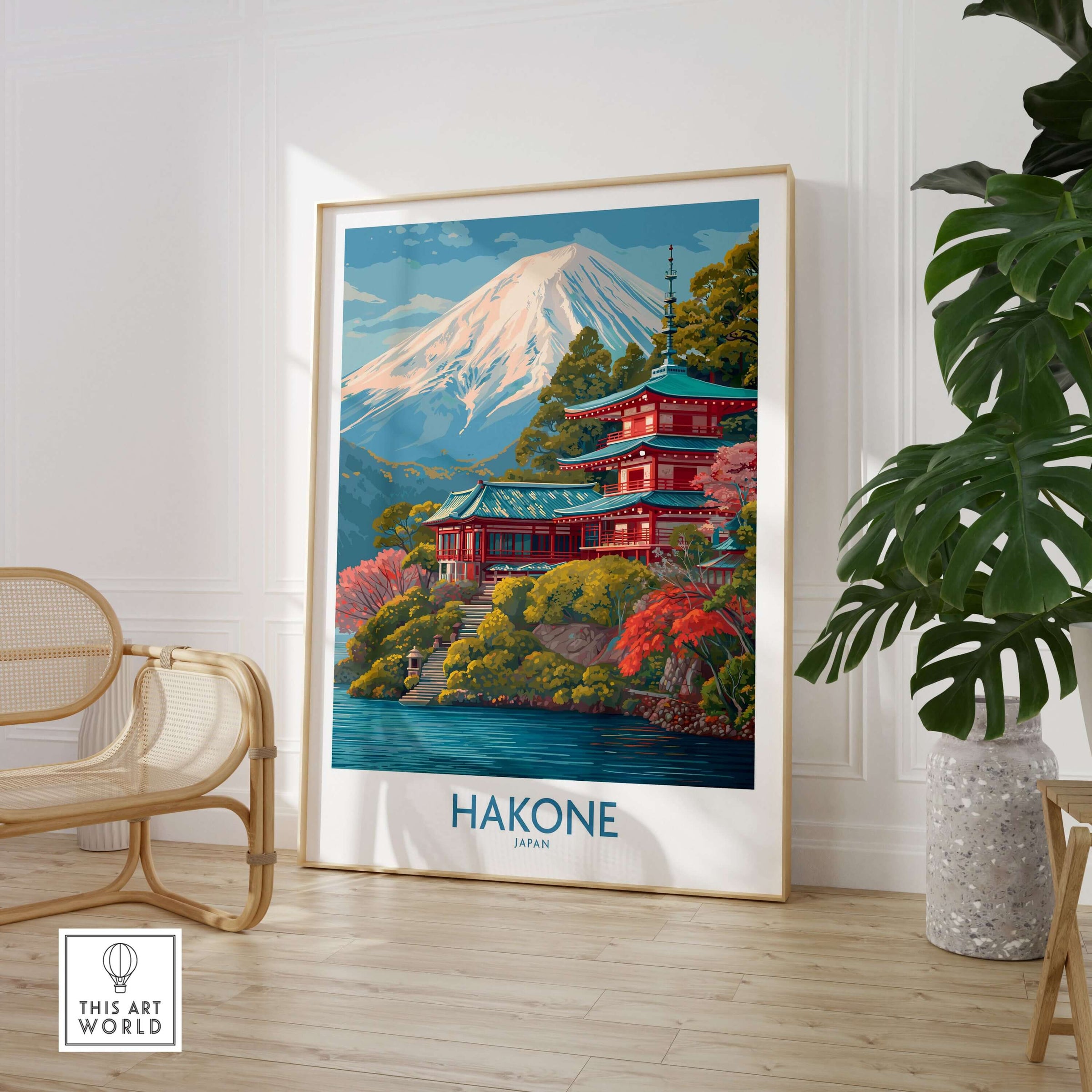 Hakone Japan Wall Art - Japan Travel Print showcasing serene landscapes and traditional architecture.
