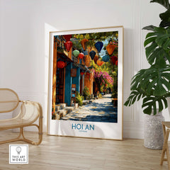 Hoi An Vietnam Wall Art Print featuring colorful lanterns and a vibrant street scene.