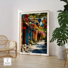 Hoi An Vietnam Poster -  Vibrant Lantern Alley Print - UNESCO Old Quarter in a stylish room setting.