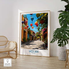 Hoi An Vietnam Traditional Lanterns Wall Art - Vietnamese Cultural Decor in a cozy room setting.