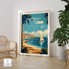 Hurghada Egypt Red Sea Beach Print - Tropical Resort Wall Art showcasing vibrant blue waters and tropical scenery.