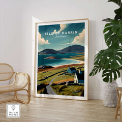 Isle of Harris Scotland Beach Print - Scenic Coastal Wall Art featured in a stylish room decor setting.