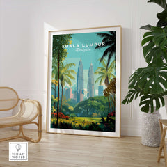 Kuala Lumpur Malaysia Petronas Towers Print - Skyscrapers & Nature Wall Art showcasing urban and natural beauty.