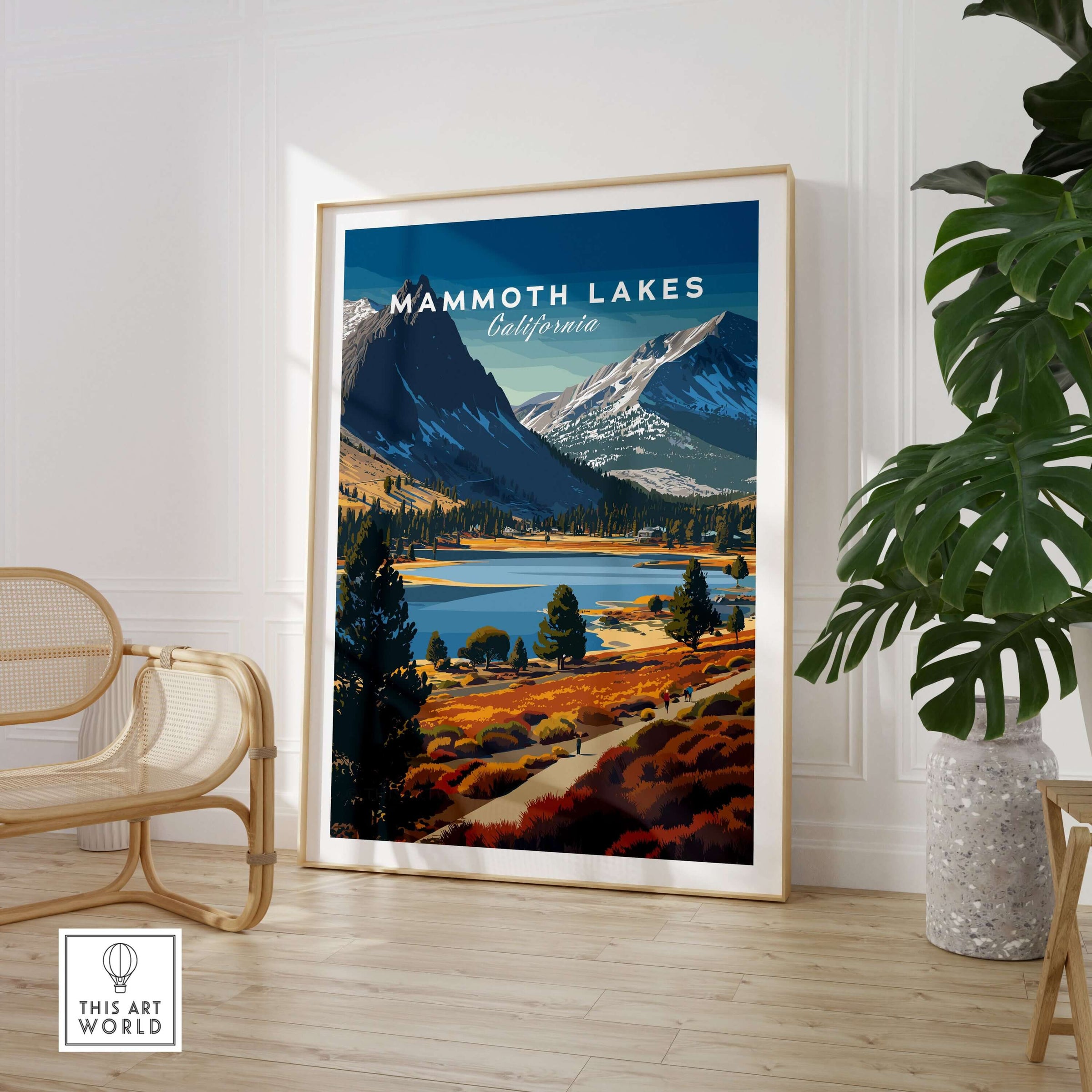 Mammoth Lakes California Mountain Trail Print - Sierra Nevada Landscape Poster in a modern interior setting.