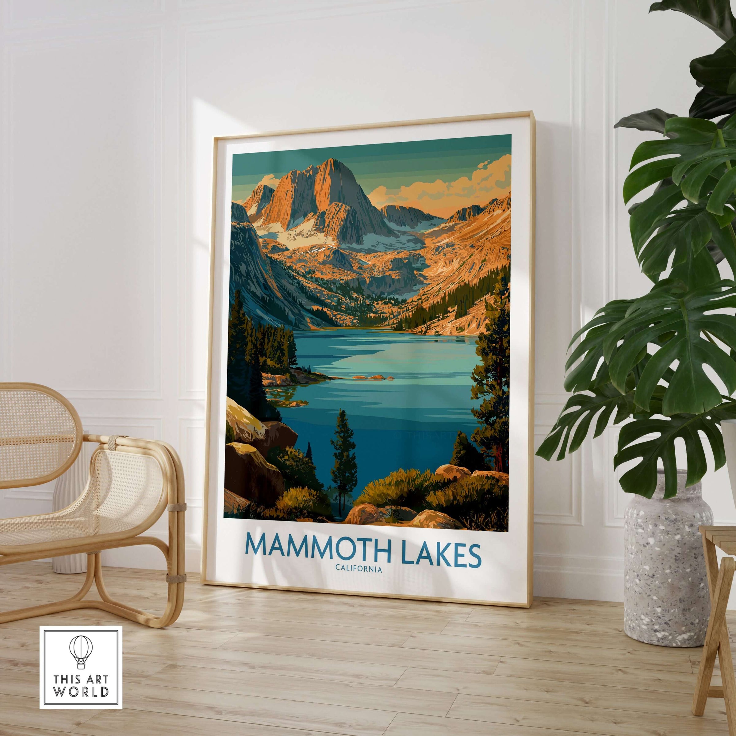 Mammoth Lakes Print California - California Wilderness Poster displayed in a modern home setting.
