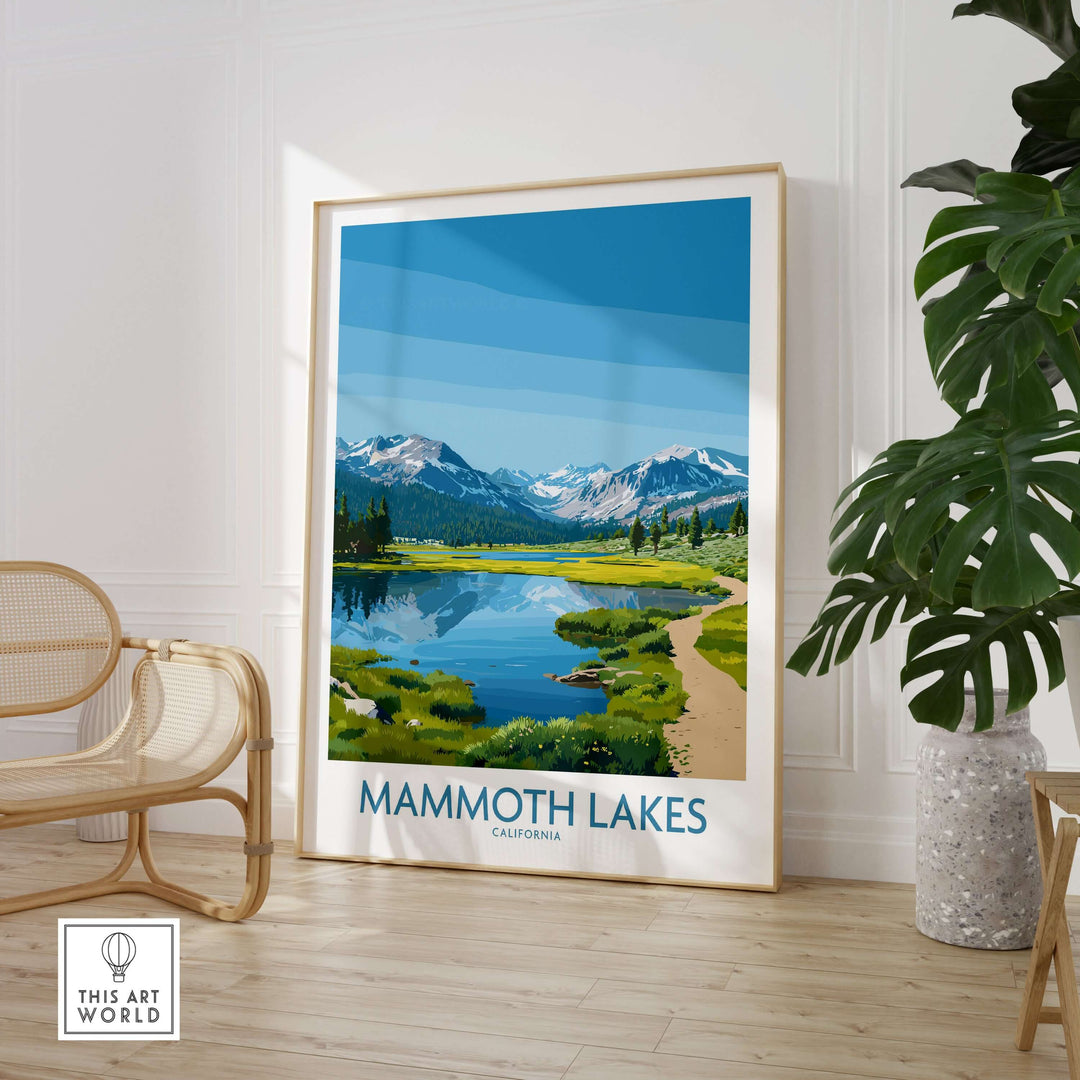 Mammoth Lakes California travel print showcasing stunning mountain vistas and serene landscapes in a modern interior decor.