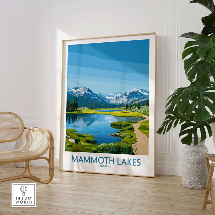Mammoth Lakes California travel print showcasing stunning mountain vistas and serene landscapes in a modern interior decor.