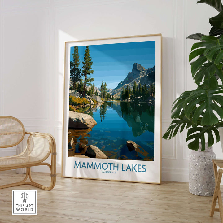 Mammoth Lakes California wall art print framed, showcasing serene landscape and majestic mountains in home decor.