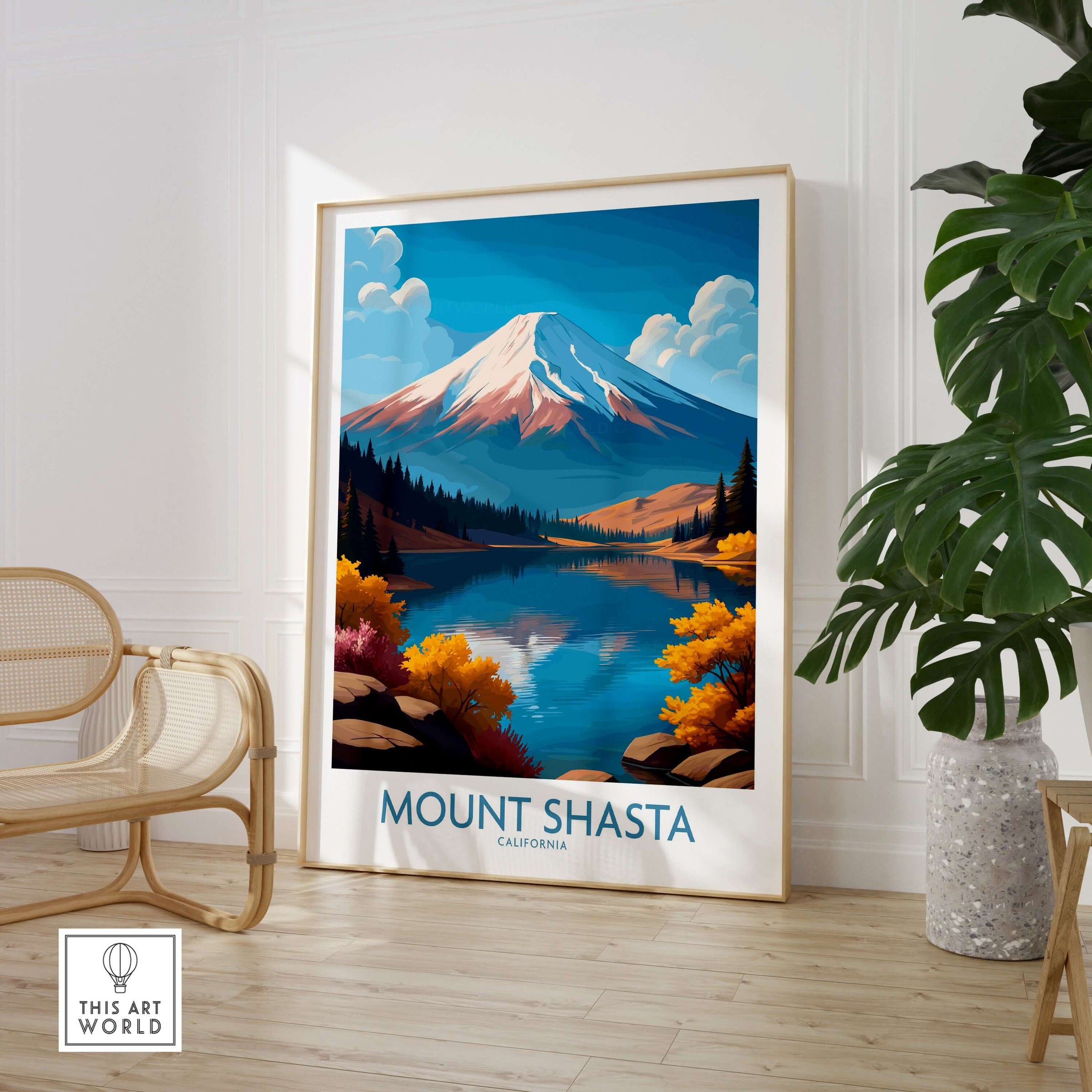 Mount Shasta California Wall Art - California Wilderness Art showcasing majestic mountain and tranquil landscape.