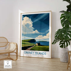 Orkney Islands Scottish Island Wall Art - Scotland Rugged Landscape Decor featuring scenic landscape and clouds.