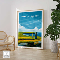 Orkney Islands Standing Stones Print - Scotland Ancient Landmark Wall Art showcased in a stylish interior setting.