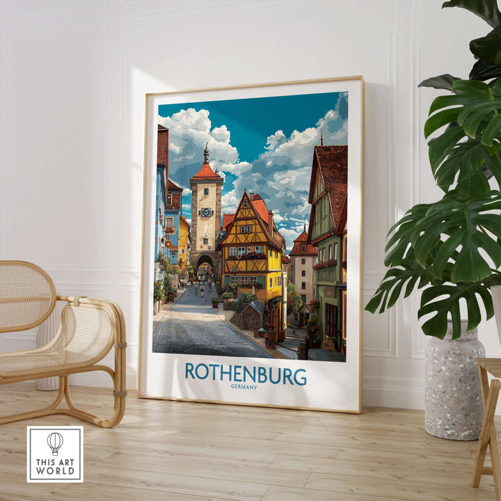 Rothenburg wall art print showcasing medieval architecture in Germany, perfect for home decor and travel enthusiasts.