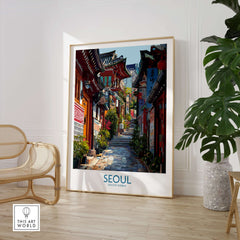 Seoul South Korea Bukchon Hanok Village Poster - Charming City Scene Artwork