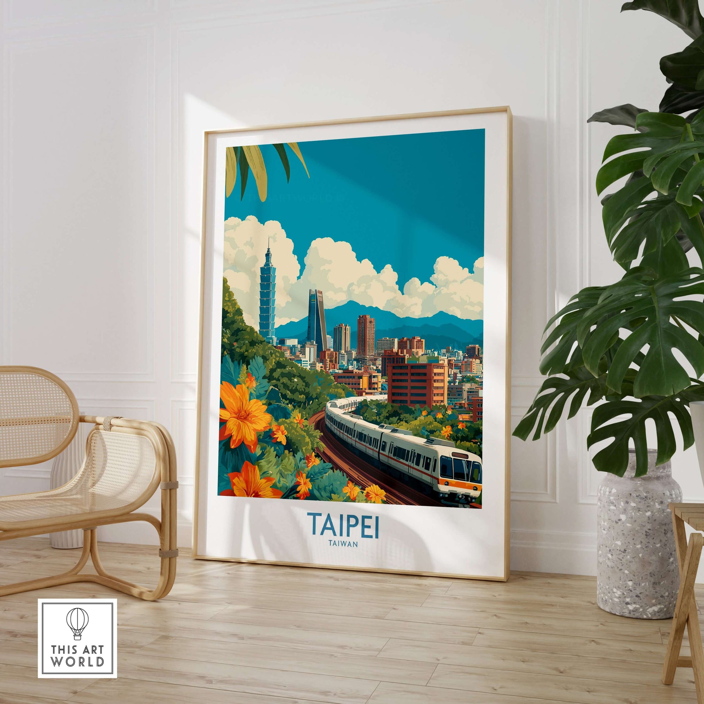 Taipei Taiwan Taipei 101 Poster - Modern City Travel Print showcasing Taipei's vibrant skyline and modern architecture.