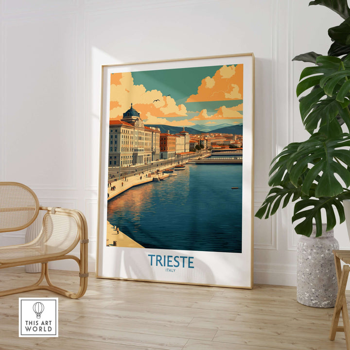 Trieste Italy wall art showcasing the city's coastal views and architecture in a stylish living space.