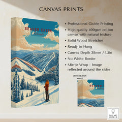 Beaver Creek Colorado Mountain View Ski Print - Scenic Slope Wall Art canvas print specifications: 400gsm cotton canvas, solid wood stretcher, 38mm depth, mirror wrap
