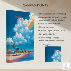 Cocoa Beach Lifeguard Stand Print - Florida Beach Wall Art canvas print specifications: 400gsm cotton canvas, solid wood stretcher, 38mm depth, mirror wrap