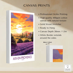 Aix-en-Provence Art Print canvas print specifications: 400gsm cotton canvas, solid wood stretcher, 38mm depth, mirror wrap