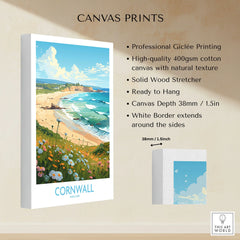 Cornwall Wall Art | Modern Style canvas print specifications: 400gsm cotton canvas, solid wood stretcher, 38mm depth, mirror wrap